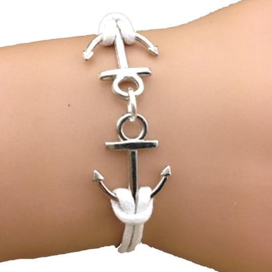 Double Anchor White Bracelet