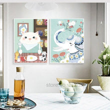 Load image into Gallery viewer, Kitche Cute Elephant Nordic Poster Cuadros Cat